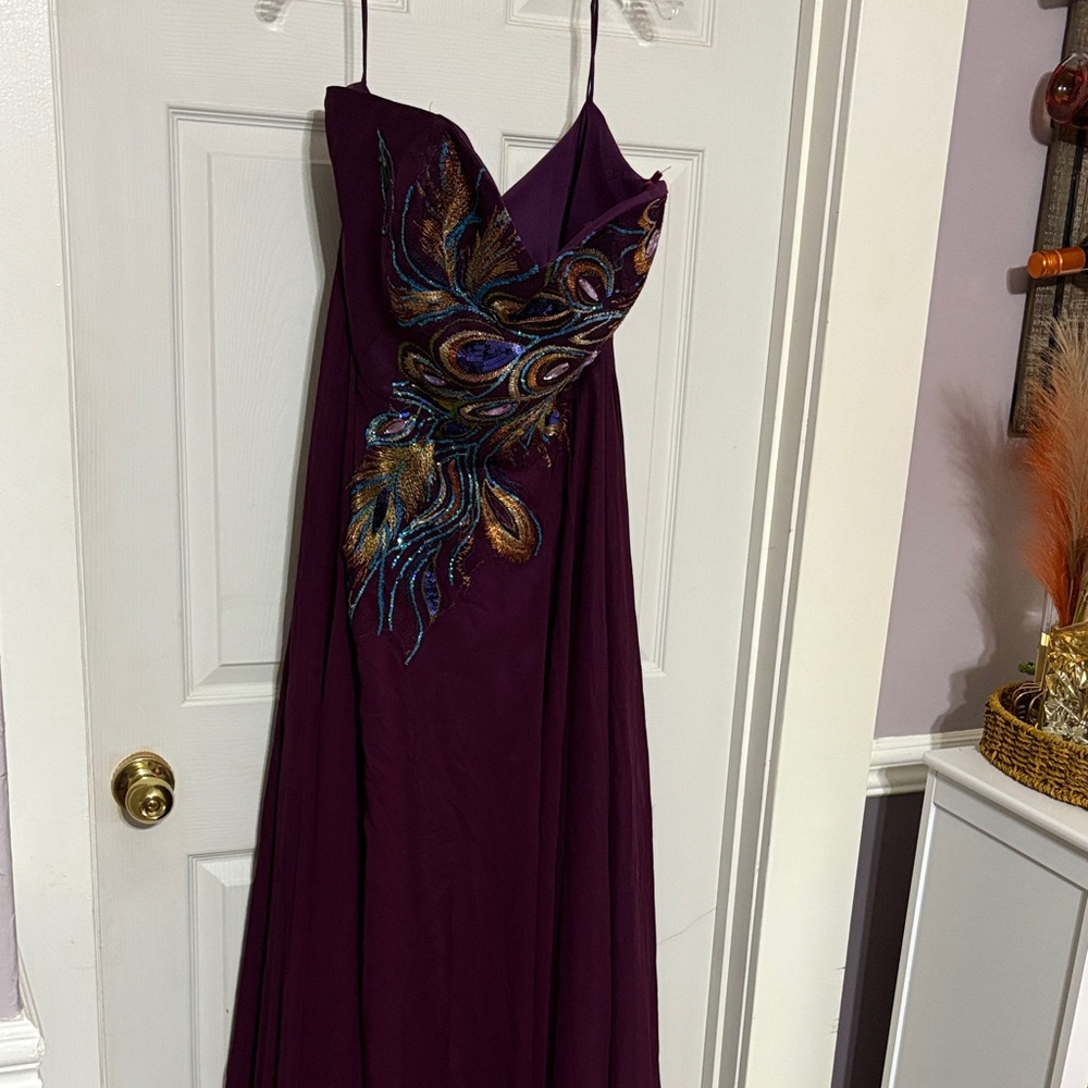 Grace Karin strapless Purple Dress with Embroidery
